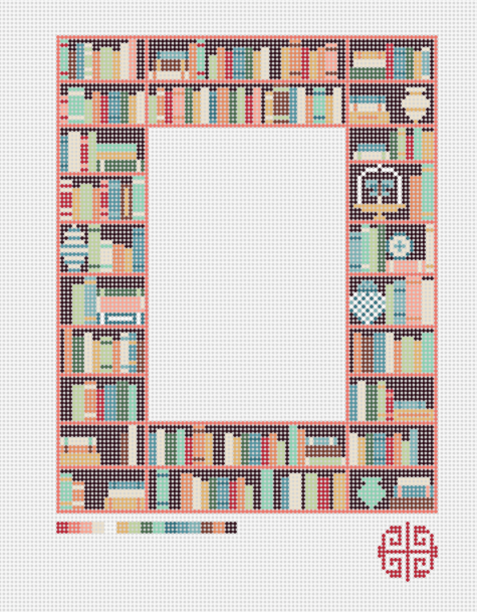 The Book Nook Needlepoint Frame Canvas