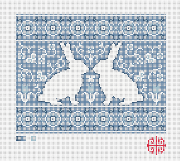 Preorder: Folk Bunnies 7" x 9" on 13 mesh