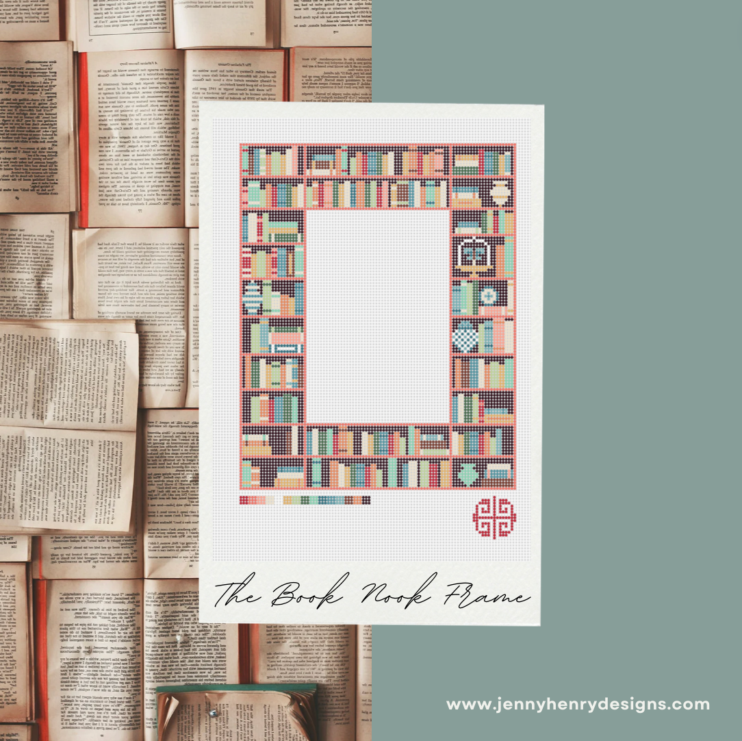 The Book Nook Needlepoint Frame Canvas