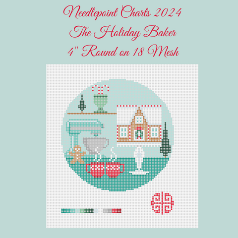 Digital Needlepoint Chart Download: Holiday Baker Ornament Round 2024