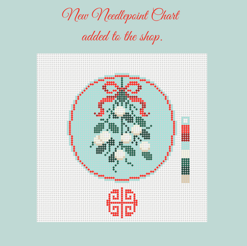 Digital Needlepoint Chart Download: Mistletoe Ornament Round 2022