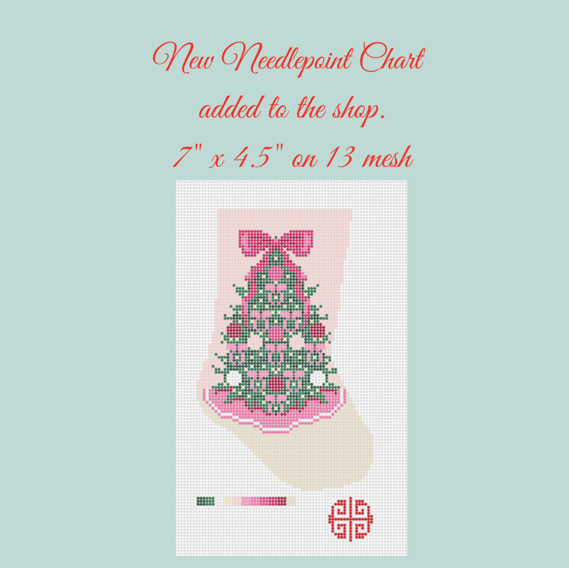 Digital Needlepoint Chart Download: Bow Tree Mini Stockings