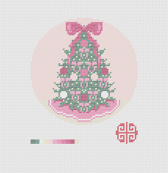 Digital Needlepoint Chart Download: Big Bow Tree Ornament Round 2024