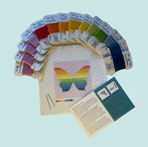 Rainbow Mini Butterfly Needlepoint Kit