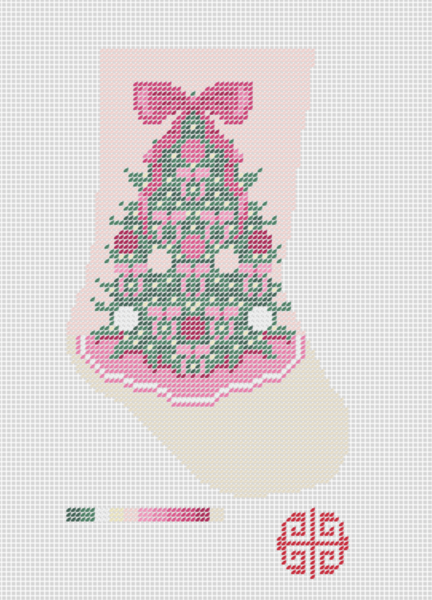 Digital Needlepoint Chart Download: Bow Tree Mini Stockings