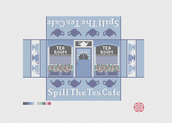 Spill The Tea Cafe Needlepoint Brick Cover Canvas