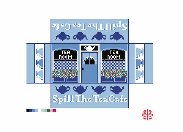 Spill The Tea Cafe Needlepoint Brick Cover Canvas