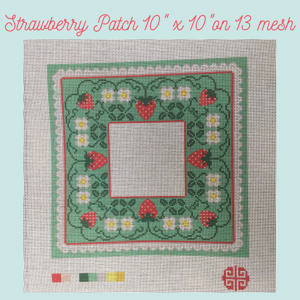 Strawberry Patch 10" x 10" Needlepoint Canvas 13 mesh